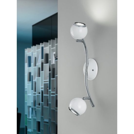 Eglo bimeda plafoniera con 2 faretti gu10 led 5,6w 3000k orientabili 36,5cm per corridoio moderna bianca e cromo