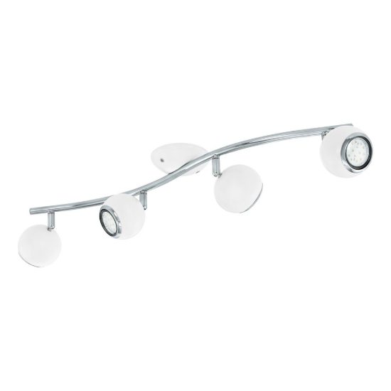 Eglo bimeda plafoniera con 4 faretti gu10 led 11,2w 3000k orientabili 64cm per soggiorno moderna bianca e cromo