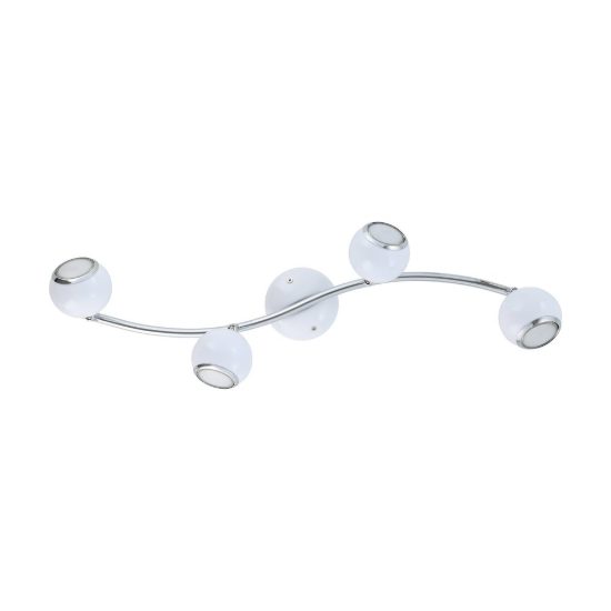 Eglo bimeda plafoniera con 4 faretti gu10 led 11,2w 3000k orientabili 64cm per soggiorno moderna bianca e cromo