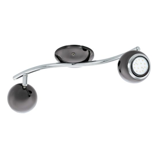 Eglo bimeda plafoniera con 2 faretti gu10 led 5,6w 3000k orientabili 36,5cm per corridoio moderna nichel nero e cromo