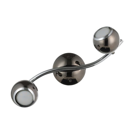 Eglo bimeda plafoniera con 2 faretti gu10 led 5,6w 3000k orientabili 36,5cm per corridoio moderna nichel nero e cromo
