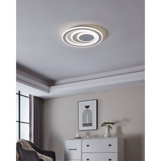 Eglo palagiano 1 plafoniera led 21w 4000k 48cm per soggiorno moderna bianca