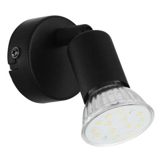 Eglo buzz-led applique con faretto gu10 led 2,8w 3000k orientabile 6cm per soggiorno moderna nera