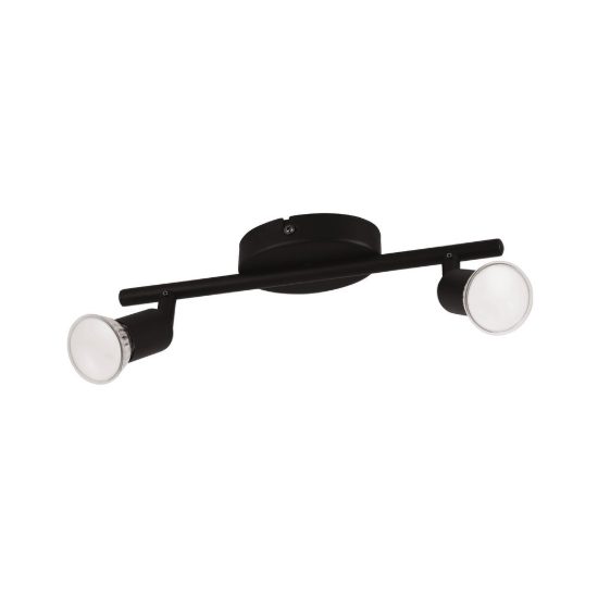 Eglo buzz-led plafoniera con 2 faretti gu10 led 5,6w 3000k orientabili 28,5cm per corridoio moderna nera