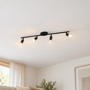 Eglo buzz-led plafoniera con 4 faretti gu10 led 11,2w 3000k orientabili 68,5cm per soggiorno moderna nera