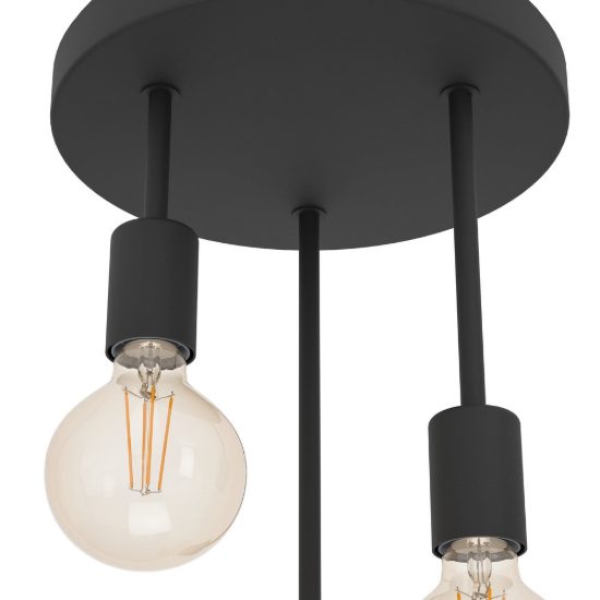Eglo wilmcote lampadario a sospensione 3 luci 28cm per cucina industriale nero