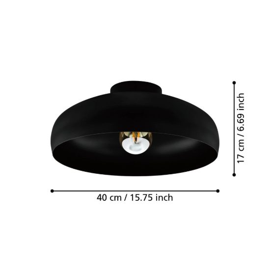 Eglo mogano plafoniera 40cm per camera da letto moderna nera