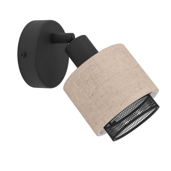 Eglo rosley applique con faretto e14 orientabile 9cm per camera da letto moderna nera