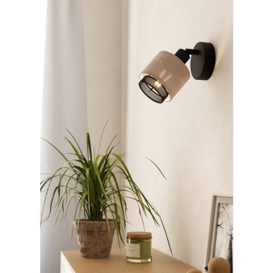 Eglo rosley applique con faretto e14 orientabile 9cm per camera da letto moderna nera