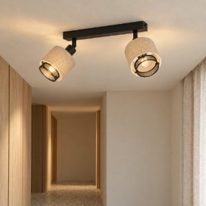 Eglo rosley plafoniera con 2 faretti e14 orientabili 31cm per corridoio moderna nera