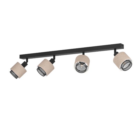Eglo rosley plafoniera con 4 faretti e14 orientabili 75cm per cucina moderna nera