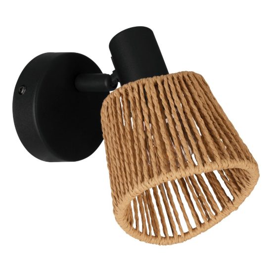Eglo keelby applique con faretto e14 orientabile 11cm per camera da letto moderna nera con paralume in carta