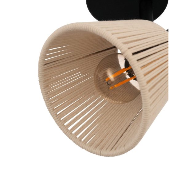 Eglo seagard applique con faretto e14 orientabile 11,5cm per soggiorno moderna nera con paralume in tessuto crema