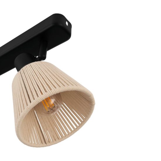 Eglo seagard plafoniera con 2 faretti e14 orientabili 30cm per corridoio moderna nera con paralumi in tessuto crema