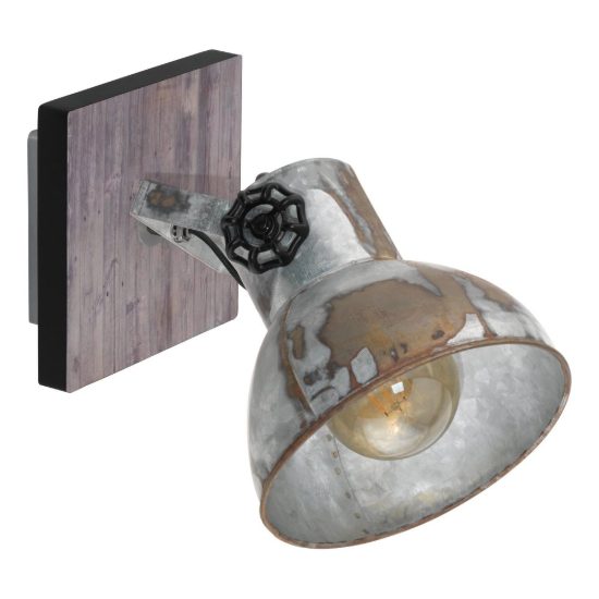 Eglo barnstaple applique con faretto e27 orientabile 16cm per sala da pranzo moderna marrone patinato e nera