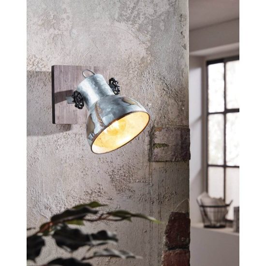 Eglo barnstaple applique con faretto e27 orientabile 16cm per sala da pranzo moderna marrone patinato e nera
