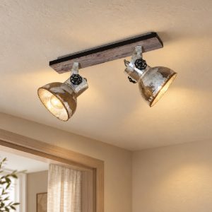 Eglo barnstaple plafoniera con 2 faretti e27 orientabili 47,5cm per ingresso moderna marrone patinato e nera