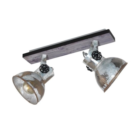 Eglo barnstaple plafoniera con 2 faretti e27 orientabili 47,5cm per ingresso moderna marrone patinato e nera