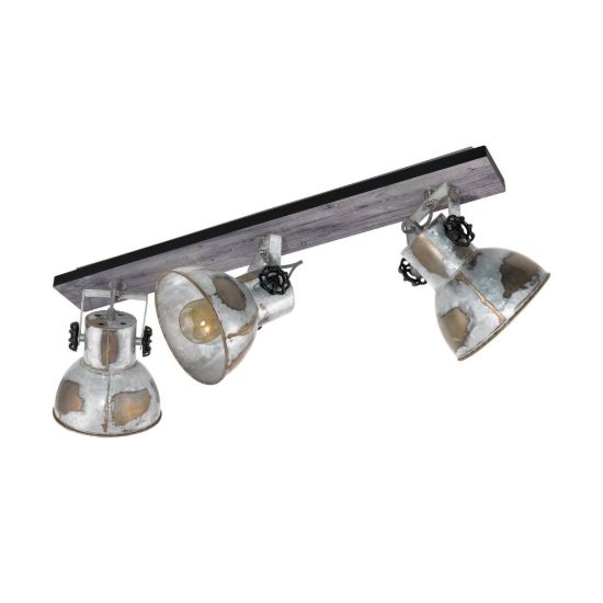Eglo barnstaple plafoniera con 3 faretti e27 orientabili 75cm per soggiorno moderna marrone patinato e nera
