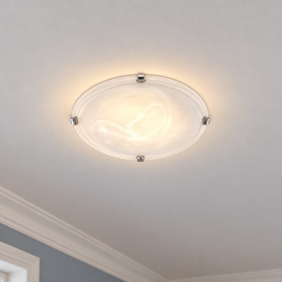 Eglo salome plafoniera 2 luci 40cm per soggiorno moderna cromo