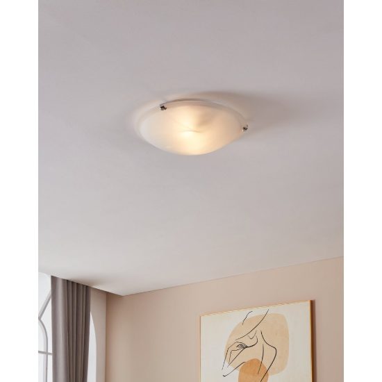 Eglo salome plafoniera 2 luci 40cm per soggiorno moderna cromo