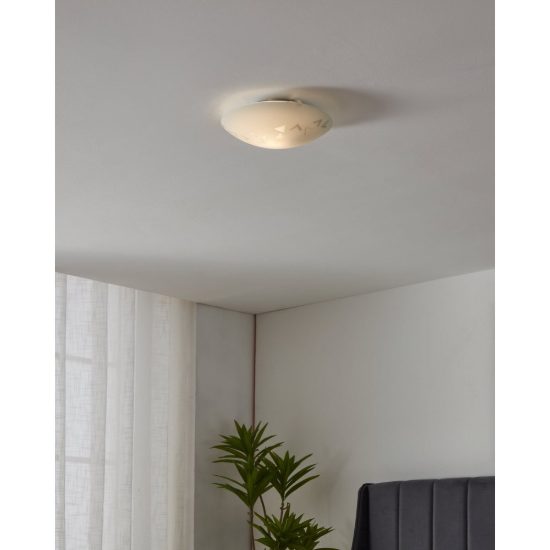 Eglo mars plafoniera 25cm per cucina moderna bianca con decoro a triangoli