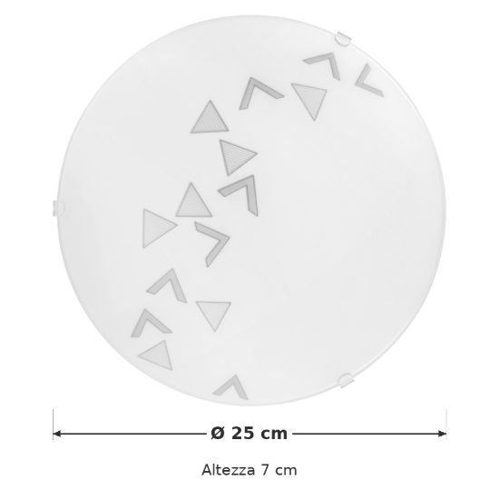 Eglo mars plafoniera 25cm per cucina moderna bianca con decoro a triangoli