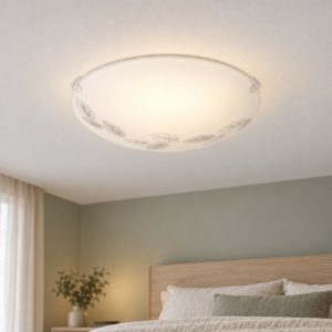 Eglo mars plafoniera 25cm per cucina moderna bianca con decoro a foglie