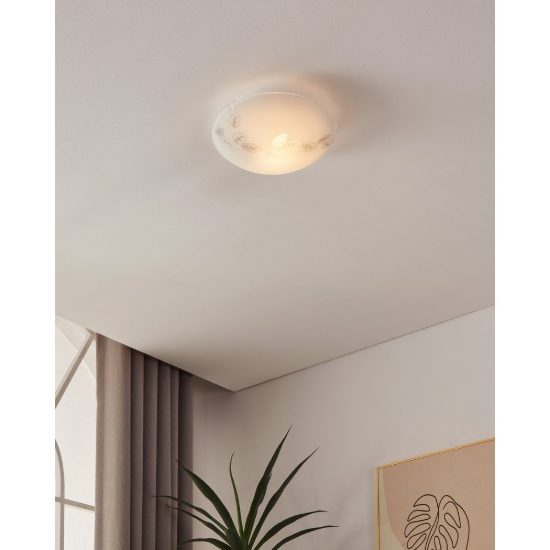 Eglo mars plafoniera 25cm per cucina moderna bianca con decoro a foglie