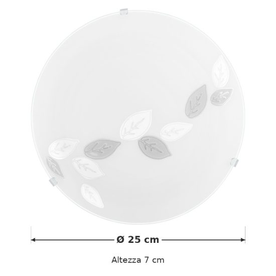 Eglo mars plafoniera 25cm per cucina moderna bianca con decoro a foglie