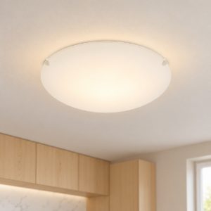 Eglo mars plafoniera 25cm per cucina moderna bianca con vetro satinato