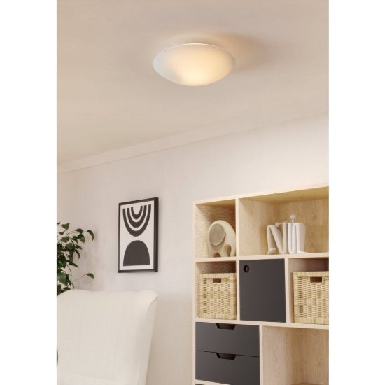Eglo mars plafoniera 25cm per cucina moderna bianca con vetro satinato