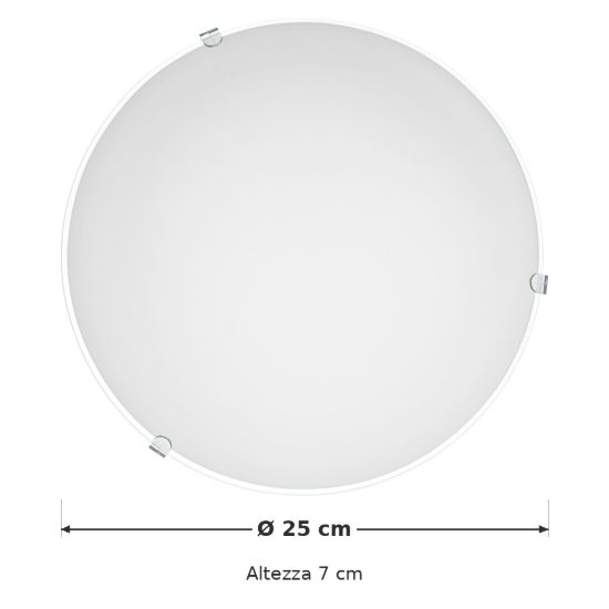 Eglo mars plafoniera 25cm per cucina moderna bianca con vetro satinato