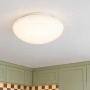 Eglo ella plafoniera 20cm per cucina moderna bianca con vetro opalino