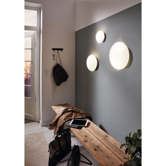 Eglo ella plafoniera 2 luci 35cm per cucina moderna bianca con vetro opalino