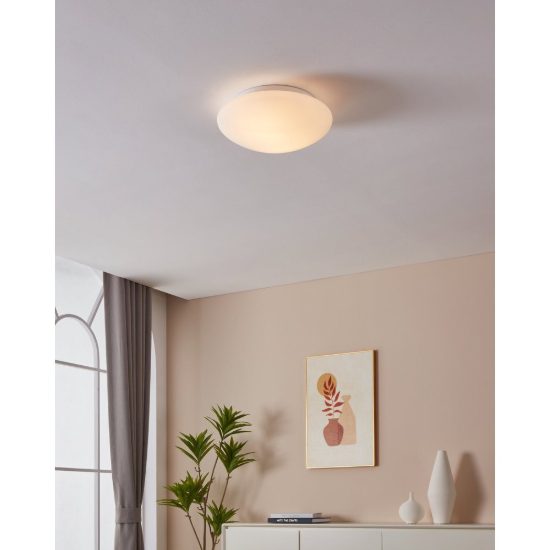 Eglo ella plafoniera 2 luci 35cm per cucina moderna bianca con vetro opalino