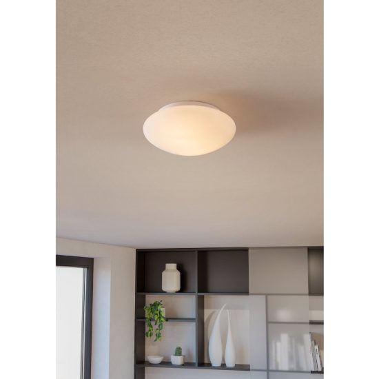 Eglo ella plafoniera 2 luci 35cm per cucina moderna bianca con vetro opalino