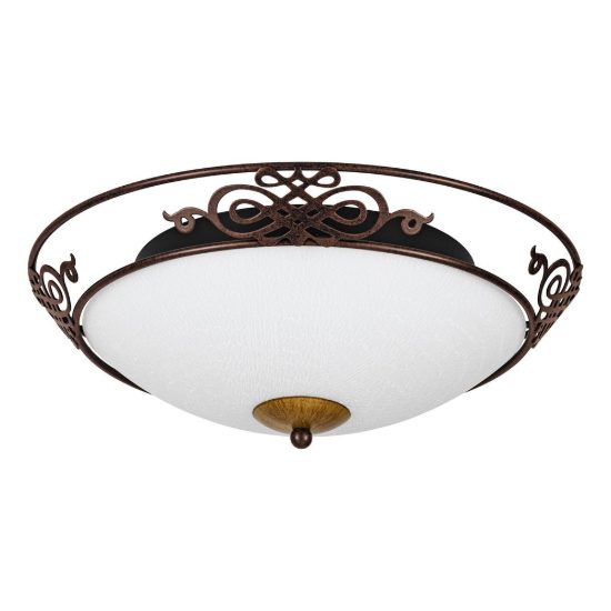 Eglo mestre plafoniera 2 luci 39,5cm per soggiorno classica marrone anticato e oro