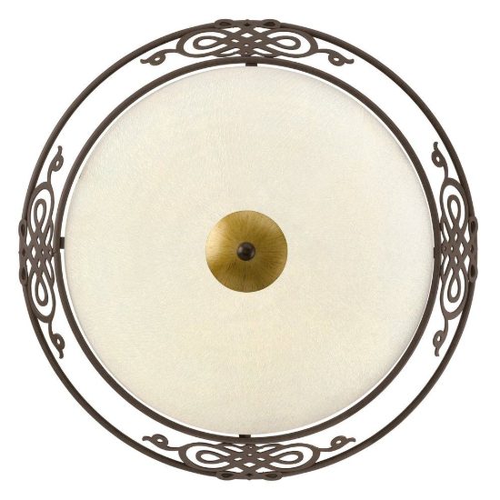 Eglo mestre plafoniera 2 luci 39,5cm per soggiorno classica marrone anticato e oro