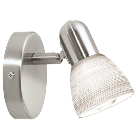 Eglo dakar 1 applique con faretto e14 orientabile 10,5cm per soggiorno moderna nichel