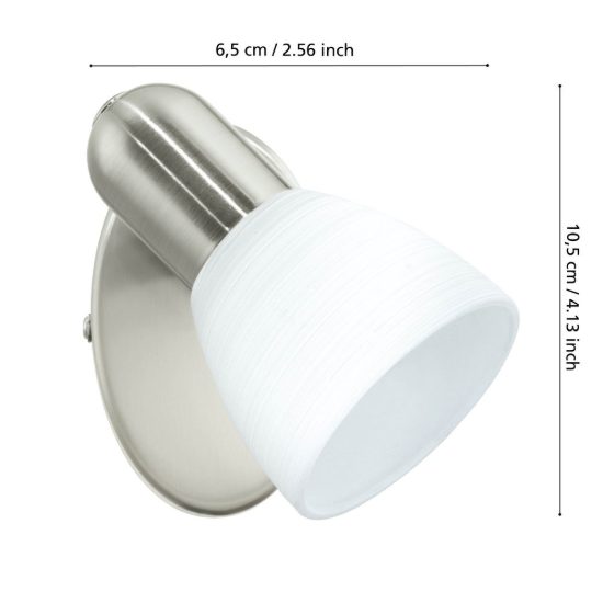 Eglo dakar 1 applique con faretto e14 orientabile 10,5cm per soggiorno moderna nichel