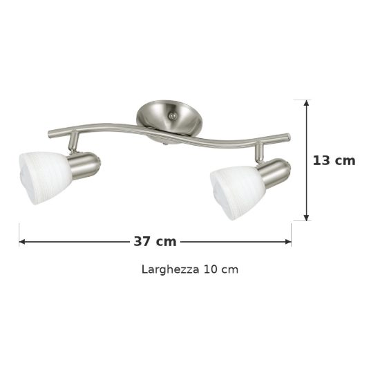 Eglo dakar 1 plafoniera con 2 faretti e14 orientabili 37cm per ingresso moderna nichel