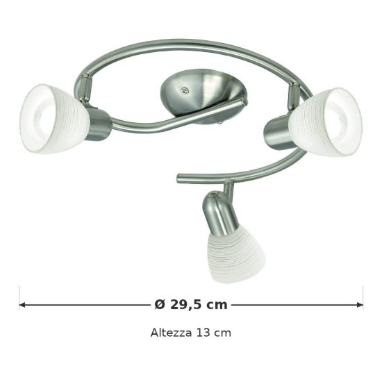 Eglo dakar 1 plafoniera con 3 faretti e14 orientabili 29,5cm per corridoio moderna nichel