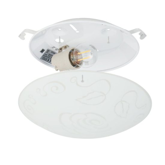 Eglo mars 1 plafoniera 25cm per cucina moderna bianca con decoro a rose