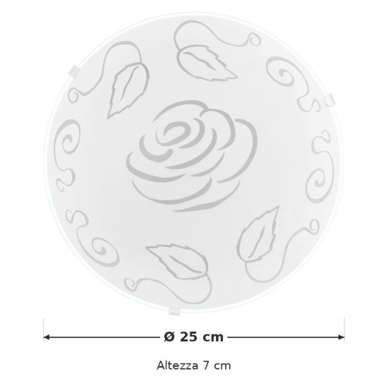 Eglo mars 1 plafoniera 25cm per cucina moderna bianca con decoro a rose