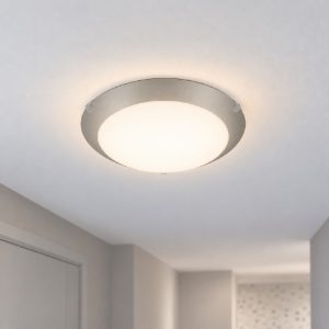 Eglo mars 1 plafoniera 25cm per cucina moderna bianca con bordo argento