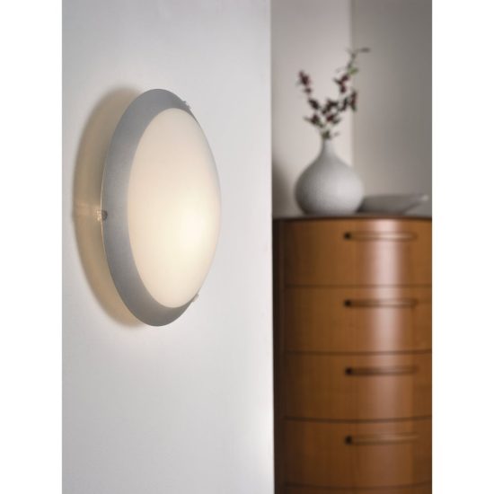 Eglo mars 1 plafoniera 25cm per cucina moderna bianca con bordo argento