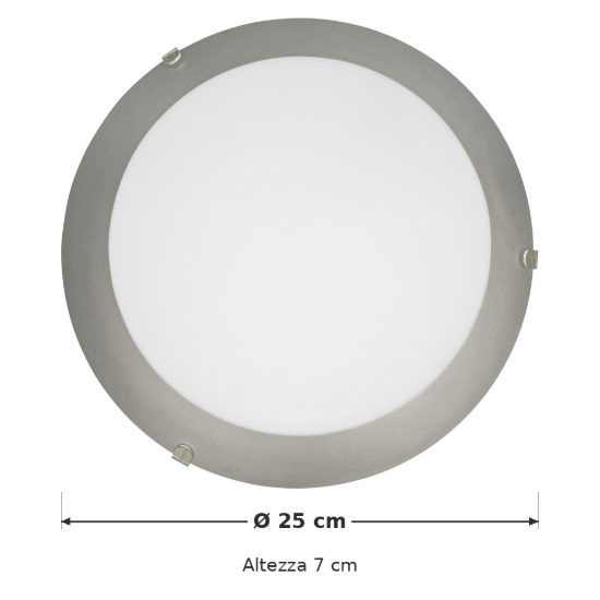 Eglo mars 1 plafoniera 25cm per cucina moderna bianca con bordo argento