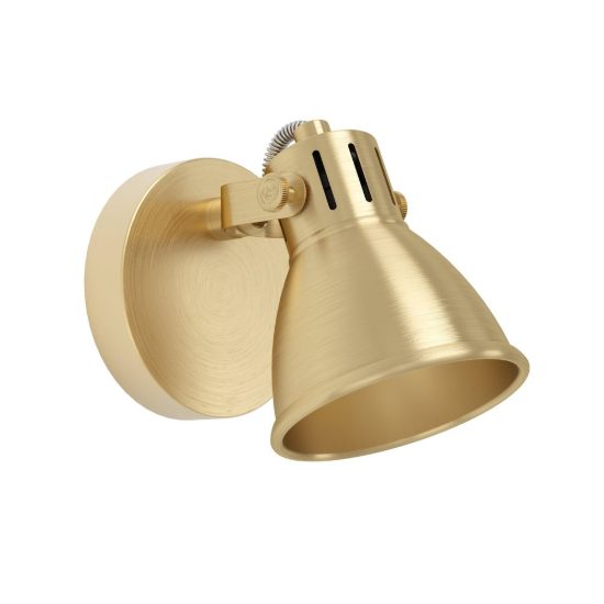 Eglo seras applique con faretto gu10 led 2,8w 3000k orientabile 10cm per camera da letto moderna ottone e oro