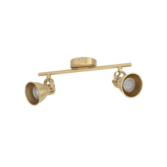 Eglo seras plafoniera con 2 faretti gu10 led 5,6w 3000k orientabili 37cm per ingresso moderna ottone e oro